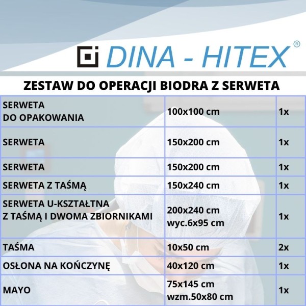 Zestaw do operacji biodra z serwetą U-kształtną